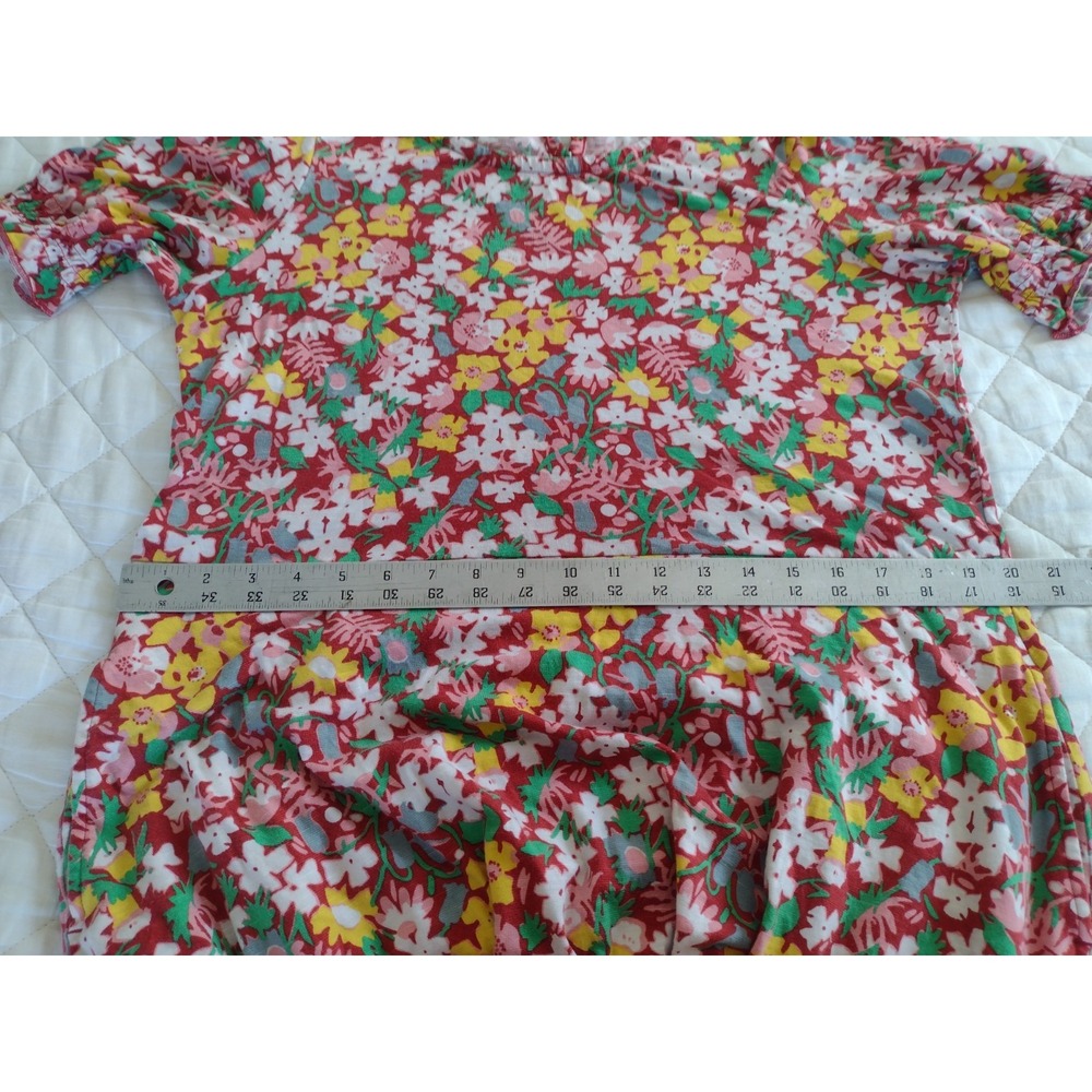 Toad & Co Laurel Dress Sz XL Red Pink Floral Tencel Lyocell Organic Cotton Short - Picture 4 of 6